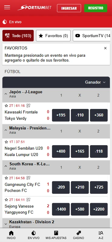 apuestas en vivo en sportiumbet.mx streaming futbol tenis esports
