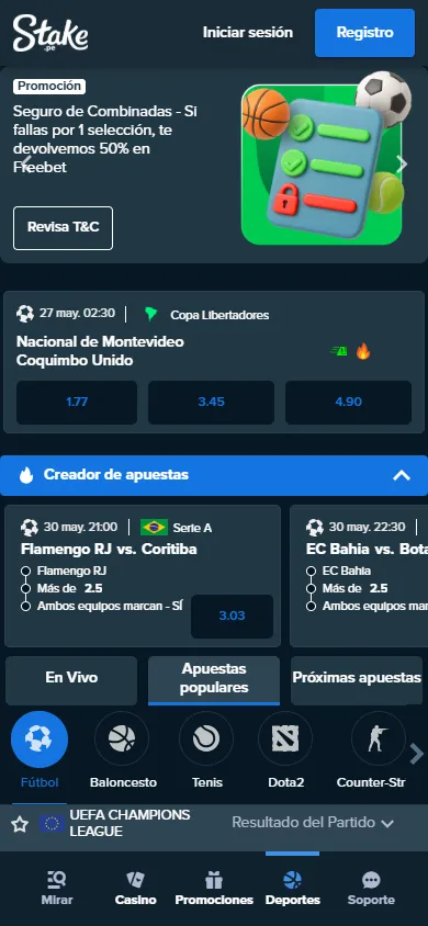Apuestas deportivas en Stake Perú y herramienta de apuesta segura.