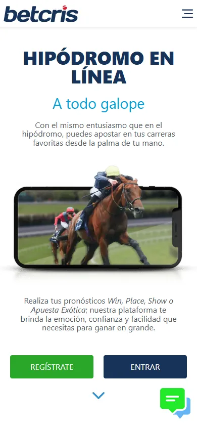 Sección Hipódromo en Línea de Betcris.mx con apuestas en carreras de caballos.
