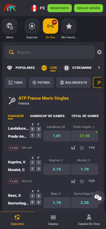 apuestas en vivo coolbet tenis streaming