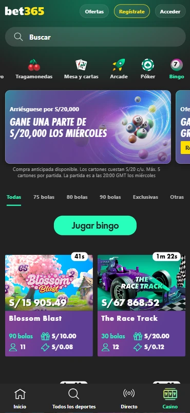 mesas de bingo en linea bet365.pe