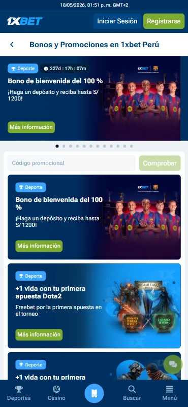 ofertas de apuestas 1xbet perú