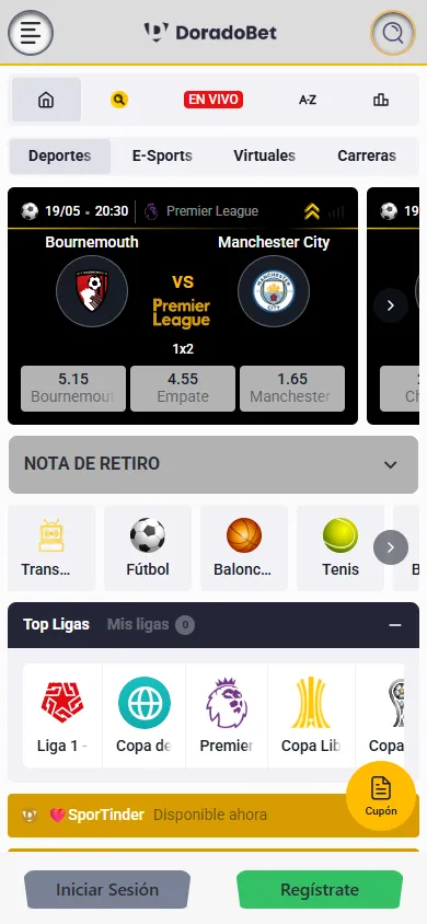 DoradoBet apuestas deportivas Premier League con cuotas en vivo y Top Ligas.