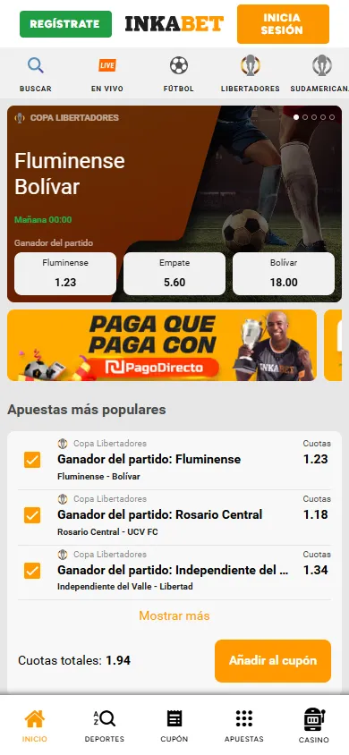 Inkabet apuestas Copa Libertadores Fluminense vs Bolívar con cuotas destacadas.