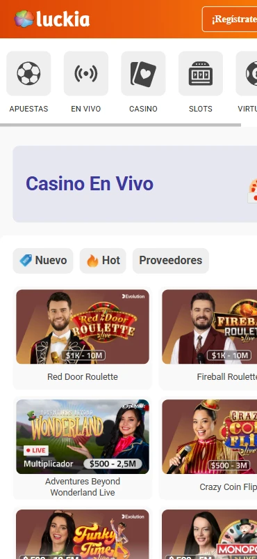 casino en vivo luckia.co ruleta blackjack game shows