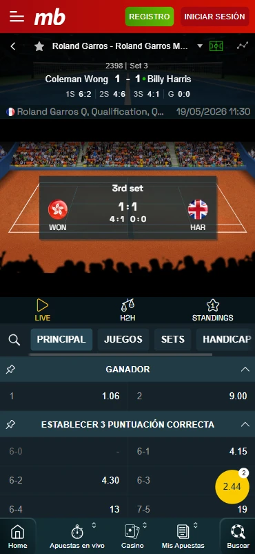 apuestas tenis en vivo meridianbet peru