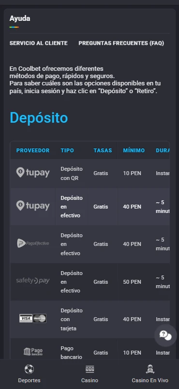 métodos de depósito coolbet.pe apuestas casino