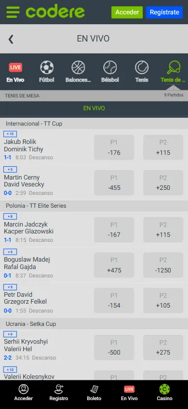 Las apuestas deportivas de Codere permiten elegir entre los deportes más populares como basket y fútbol.