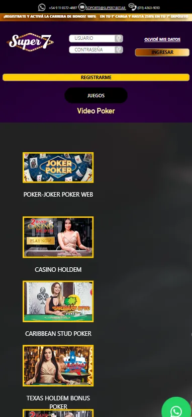Casino Super 7 ofrece juegos con crupier en vivo.