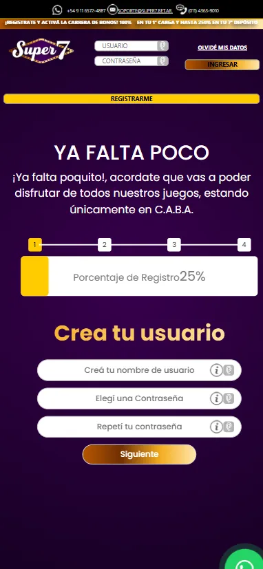 El registro es imprescindible en el casino online Super 7 para poder ver todos sus juegos.