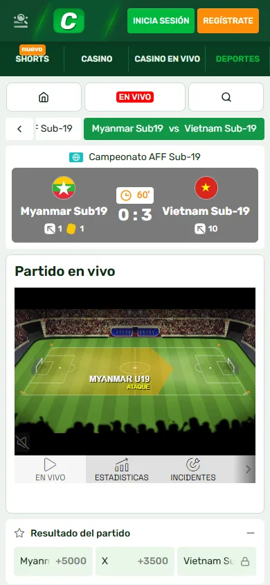 Streaming de fútbol en vivo en Campobet México con estadísticas.