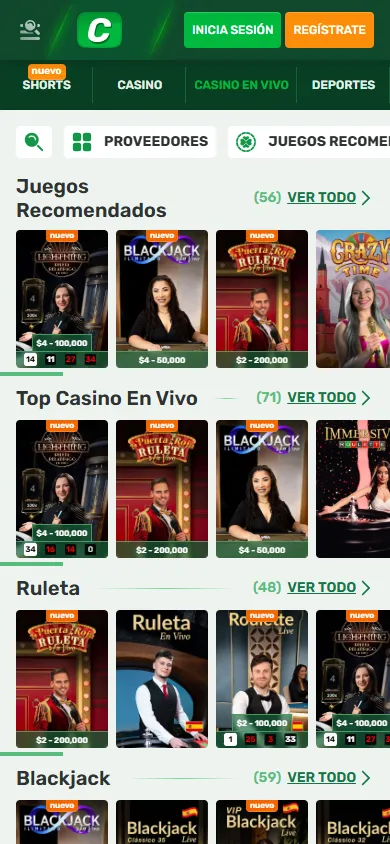 Casino en vivo Campobet México con ruletas y blackjack en directo.