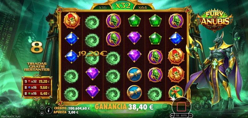 Bonus de tiradas gratis en Fury of Anubis.
