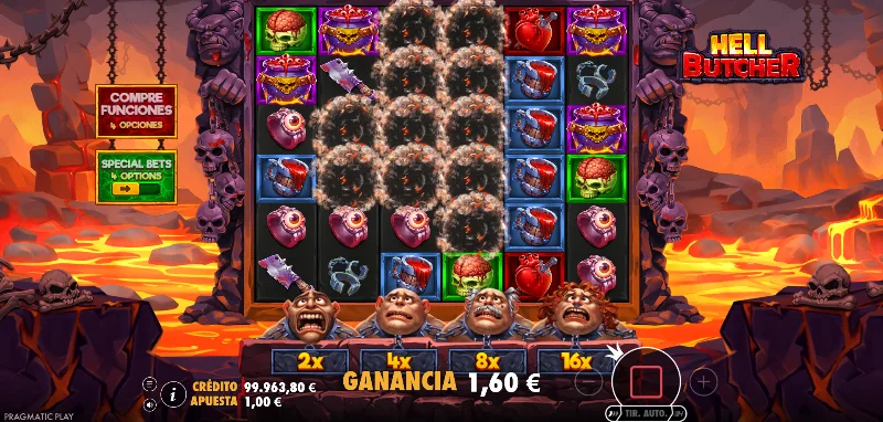 Combinación ganadora por cluster en Hell Butcher.