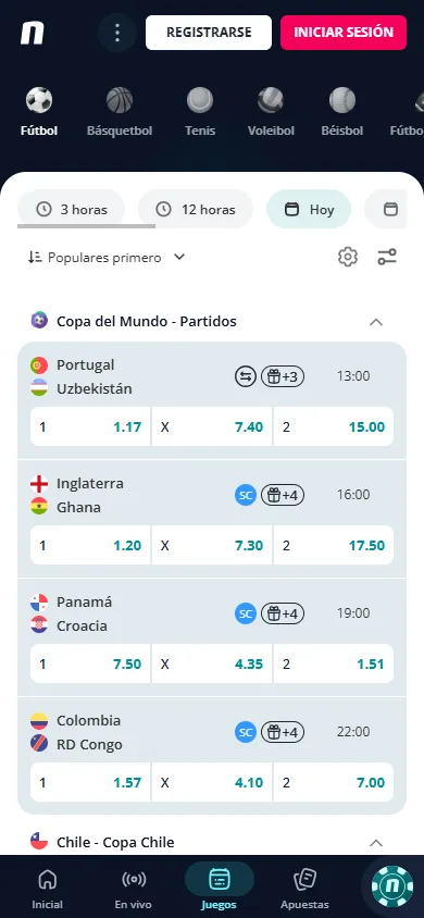Cuotas Mundial 2026 Novibet.