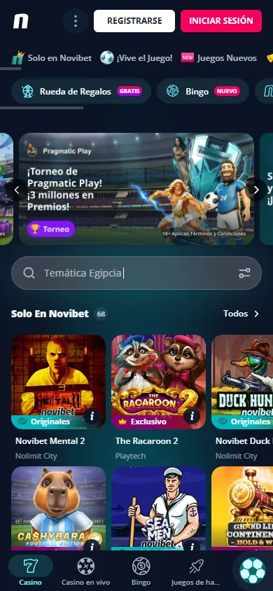 Casino online Novibet Chile tragamonedas.