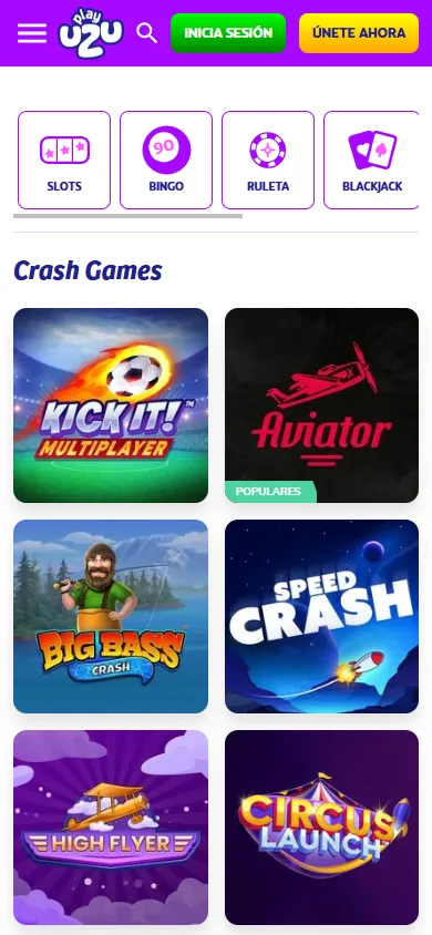 Juegos crash disponibles en el casino PlayUZU México.