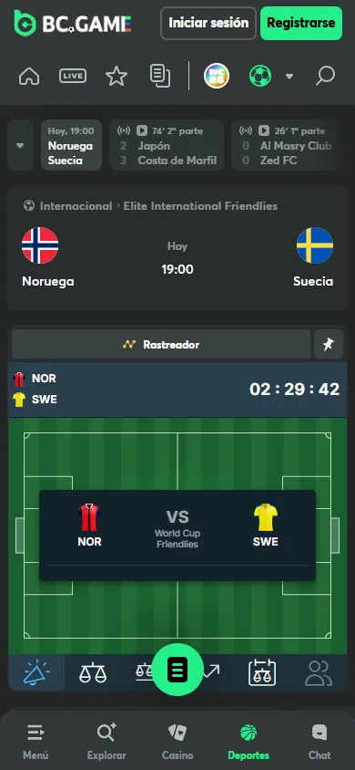 Rastreador de partido en vivo Noruega vs Suecia en BC.Game.