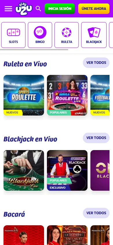 Ruleta y blackjack en vivo disponibles en PlayUZU México.