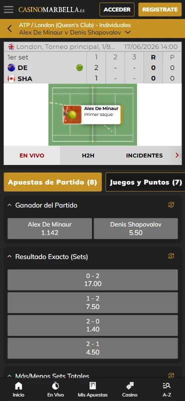 apuestas tenis en directo casino marbella