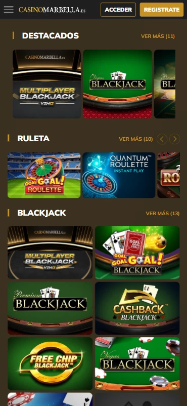 ruleta y blackjack online en casino marbella