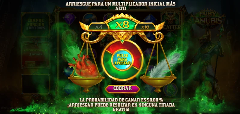 Función gamble del bonus en Fury of Anubis slot.
