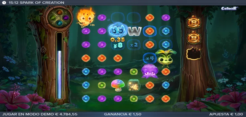 Multiplicadores burbuja de la slot Sparks of Creation.