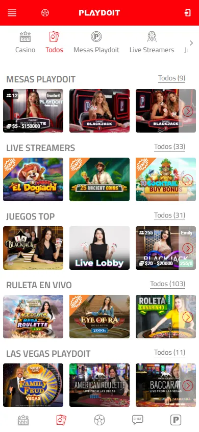 playdoit casino en vivo mesas streamers ruleta las vegas