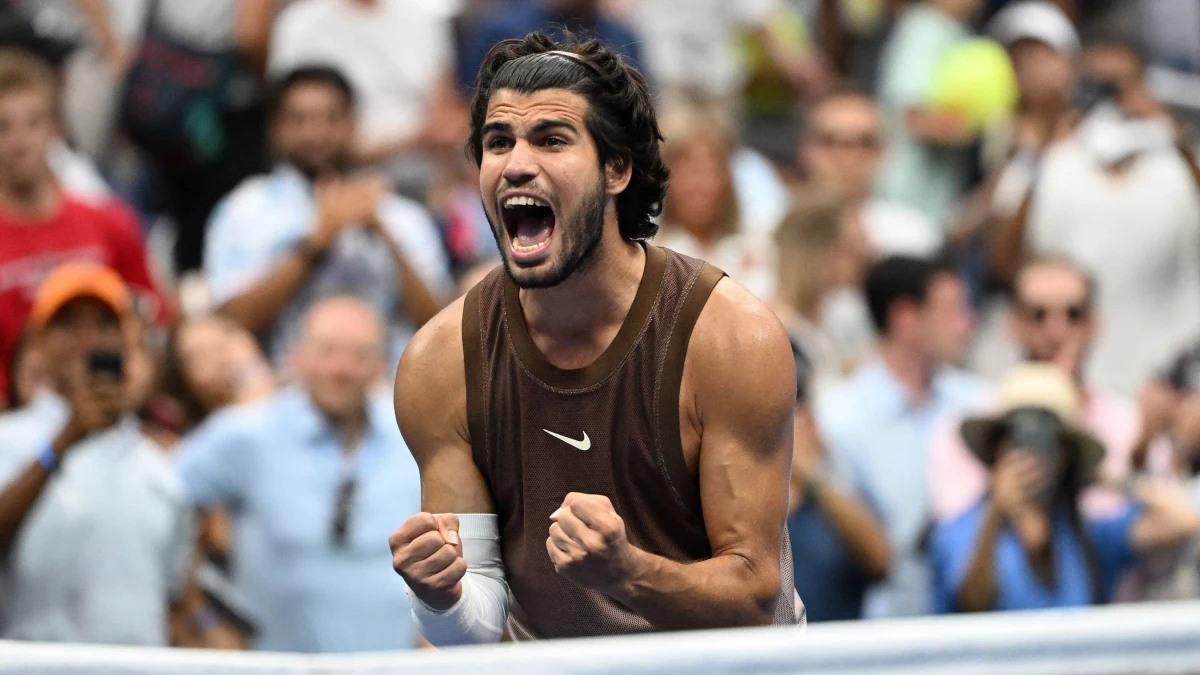 Carlos Alcaraz celebrando en el US Open.